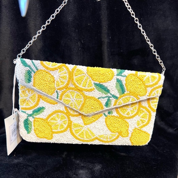 🍋SOL AND MER VIRAL LEMON BEADED CLUTCH🍋NWT - Picture 10 of 14